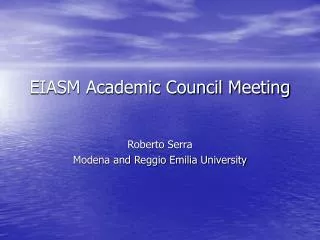 EIASM Academic Council Meeting