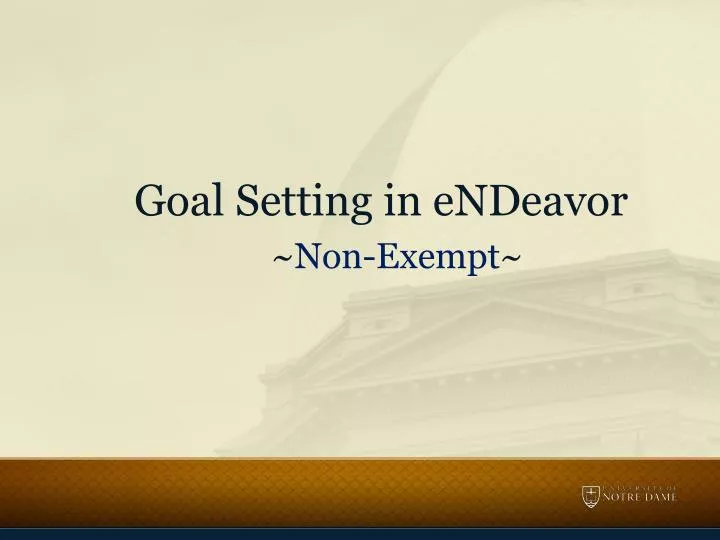 goal setting in endeavor non exempt