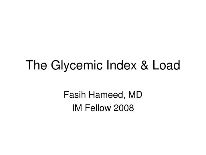 the glycemic index load