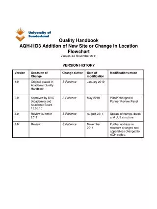 3. Addition of a new site or change of location of delivery