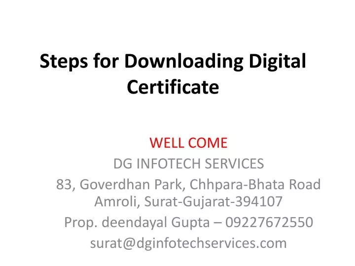 steps for downloading digital certificate