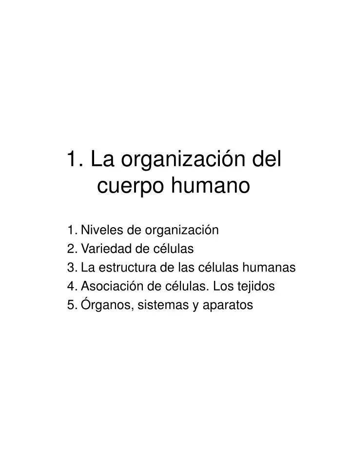 1 la organizaci n del cuerpo humano
