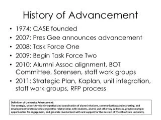 History of Advancement