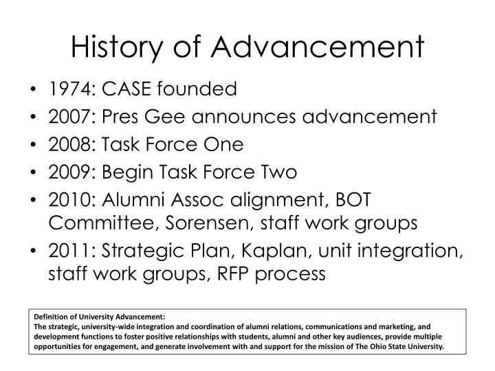 history of advancement
