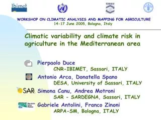 Climatic variability and climate risk in agriculture in the Mediterranean area