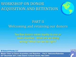 PART II Welcoming and retaining our donors