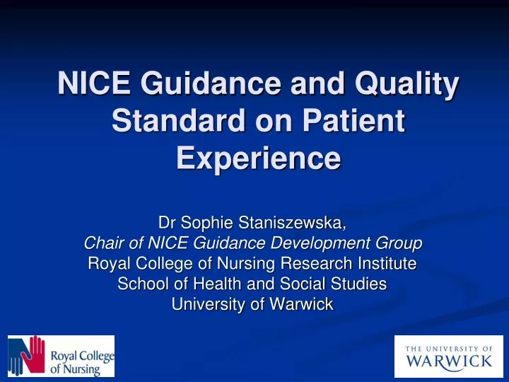nice guidance and quality standard on patient experience