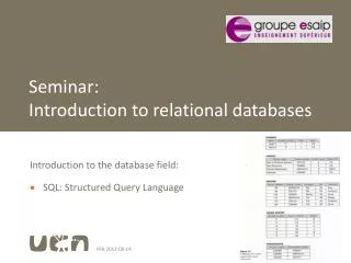 Seminar: Introduction to relational databases
