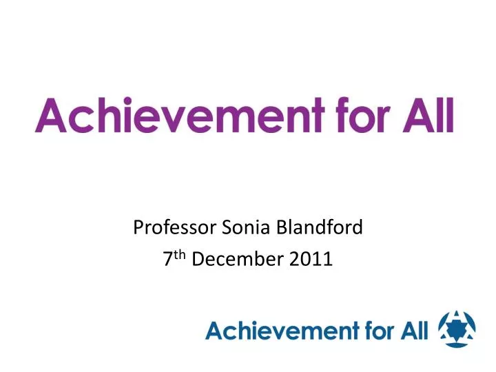 professor sonia blandford 7 th december 2011