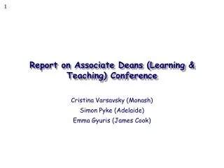 Report on Associate Deans (Learning &amp; Teaching) Conference