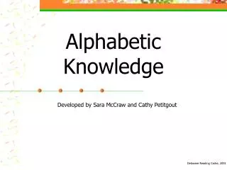 Alphabetic Knowledge