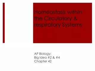 Homeostasis within the Circulatory &amp; respiratory Systems