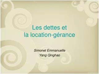 les dettes et la location g rance