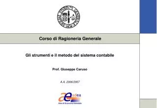 gli strumenti e il metodo del sistema contabile prof giuseppe caruso a a 2006 2007