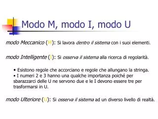 modo m modo i modo u