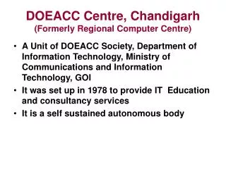 DOEACC Centre, Chandigarh (Formerly Regional Computer Centre)