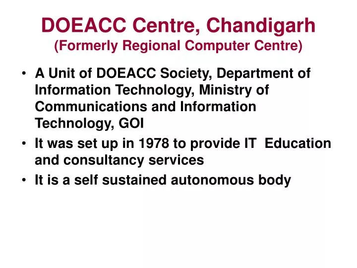doeacc centre chandigarh formerly regional computer centre