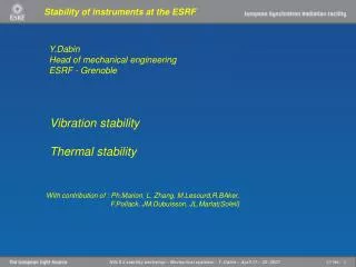 Stability of instruments at the ESRF