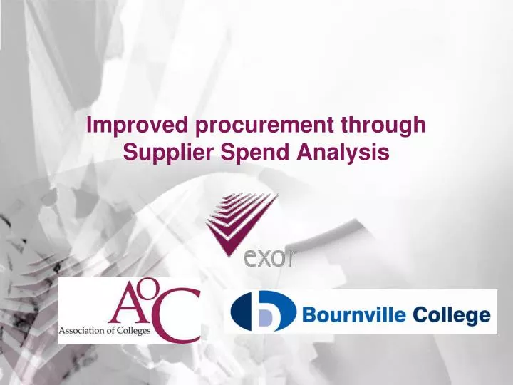 improved procurement through supplier spend analysis