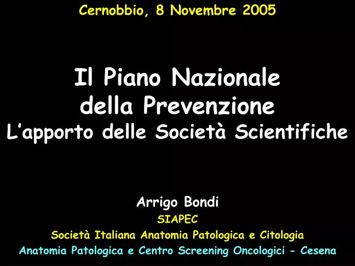 il piano nazionale della prevenzione l apporto delle societ scientifiche