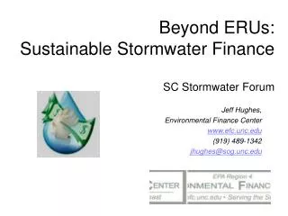 Beyond ERUs: Sustainable Stormwater Finance SC Stormwater Forum