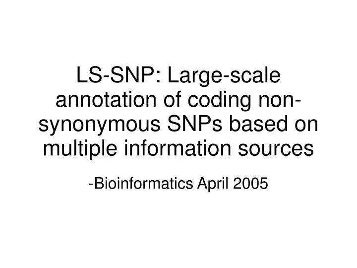 bioinformatics april 2005