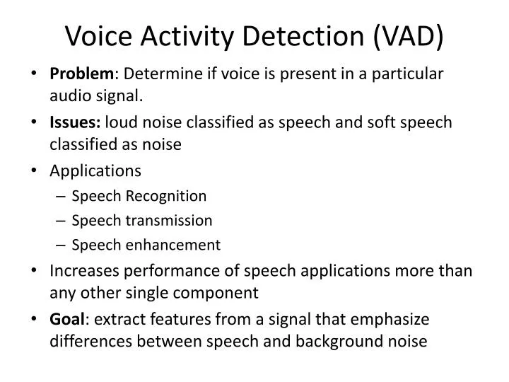 voice activity detection vad