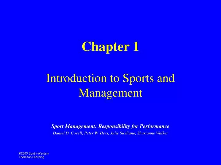 chapter 1 introduction to sports and management