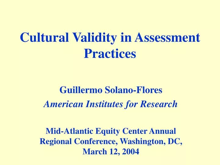 cultural validity in assessment practices