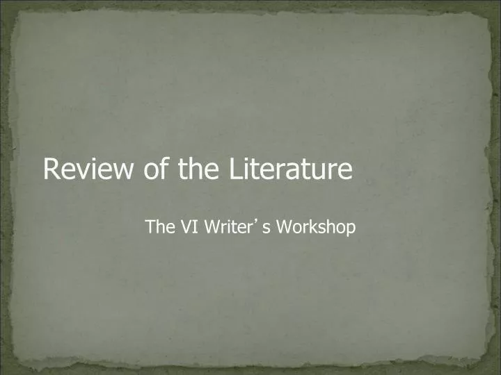 review of the literature