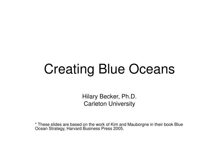 creating blue oceans