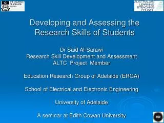 Developing and Assessing the Research Skills of Students