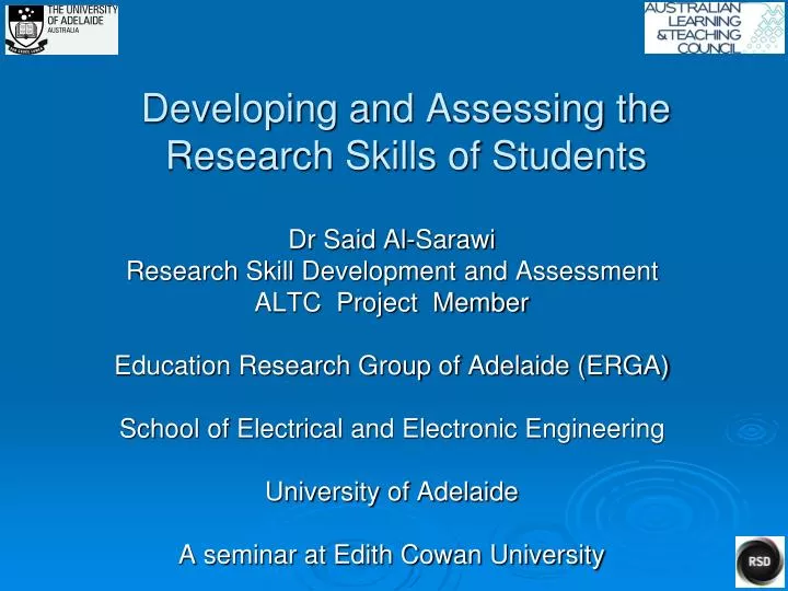 developing and assessing the research skills of students