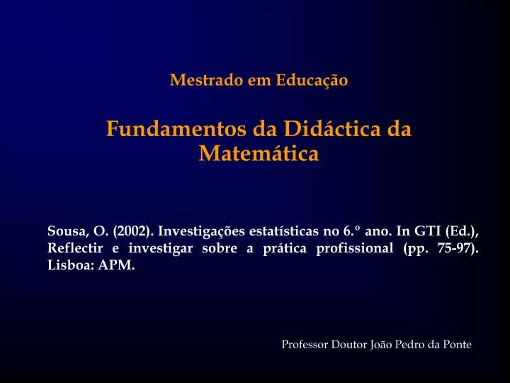 mestrado em educa o fundamentos da did ctica da matem tica