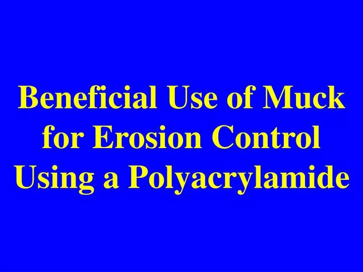 beneficial use of muck for erosion control using a polyacrylamide