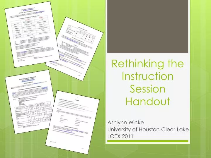 rethinking the instruction session handout