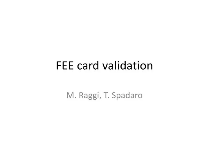 fee card validation
