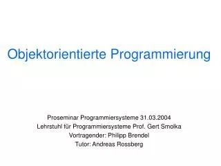objektorientierte programmierung
