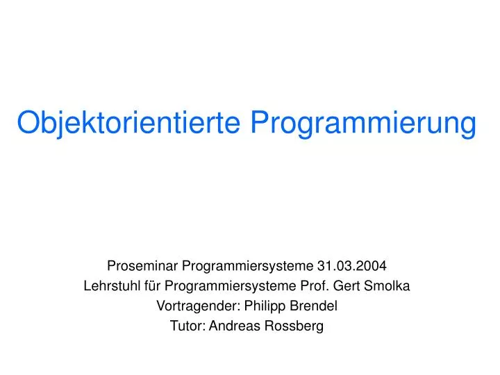 objektorientierte programmierung