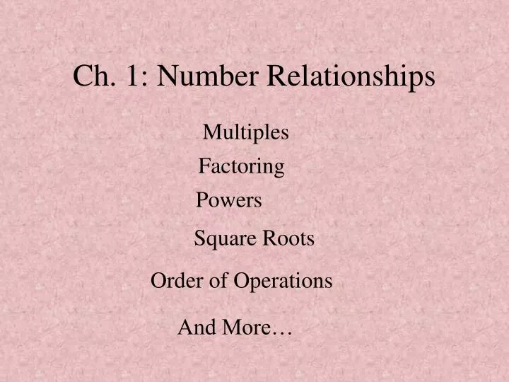 ch 1 number relationships