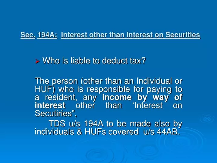 sec 194a interest other than interest on securities