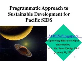 Programmatic Approach to Sustainable Development for Pacific SIDS