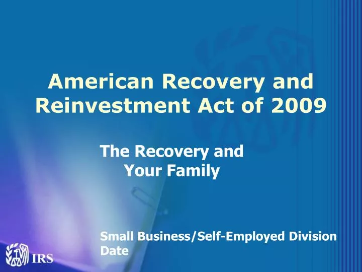 american recovery and reinvestment act of 2009