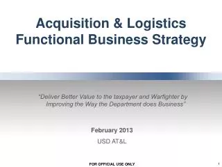 Acquisition &amp; Logistics Functional Business Strategy
