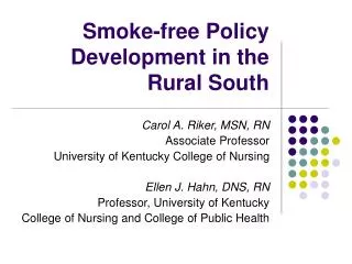 Smoke-free Policy Development in the Rural South
