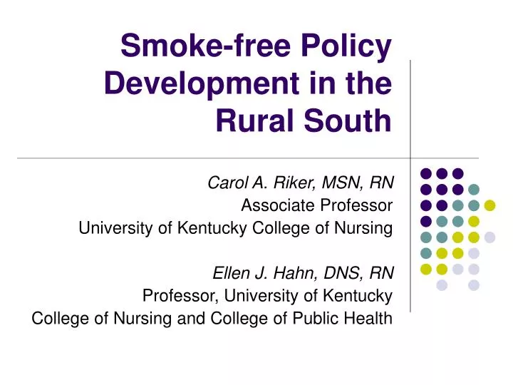 smoke free policy development in the rural south