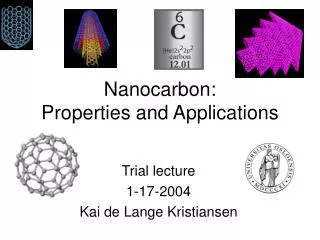 Nanocarbon: Properties and Applications