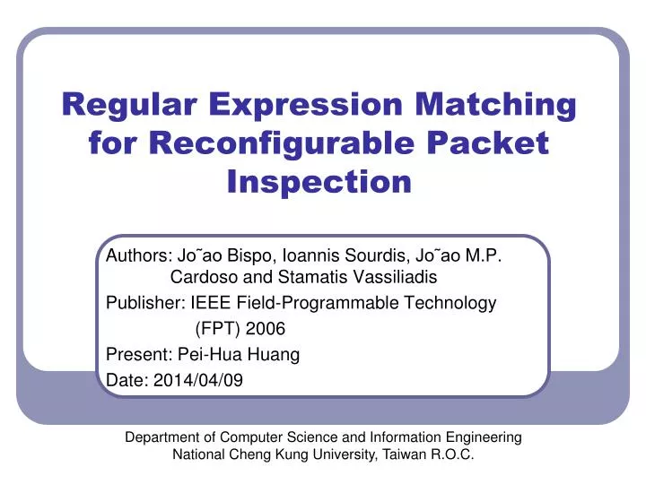 regular expression matching for reconfigurable packet inspection