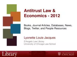 Antitrust Law &amp; Economics - 2012
