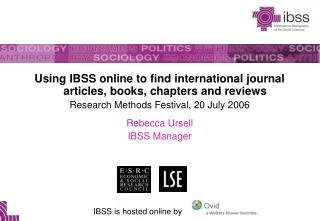 Using IBSS online to find international journal articles, books, chapters and reviews